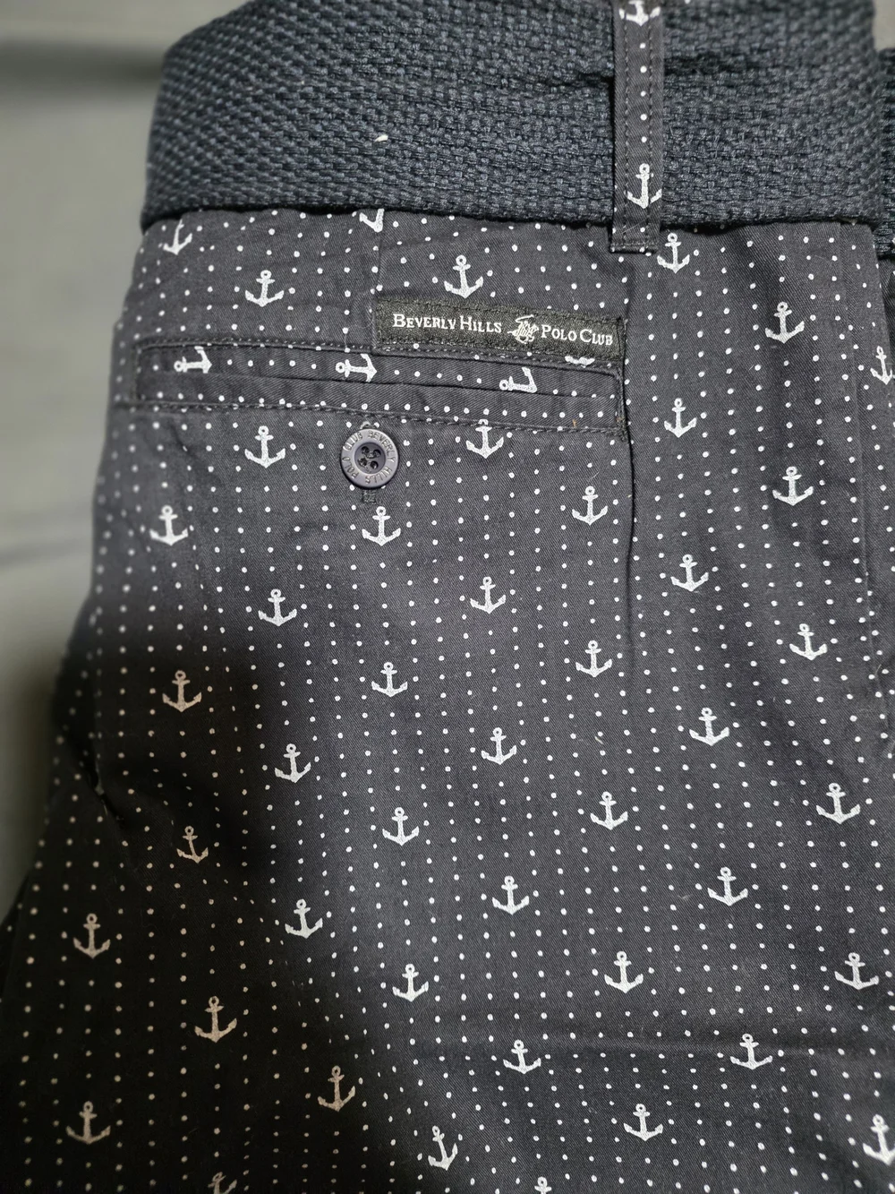 Beverly Hills Polo Club Navy Shorts with White Anchor Print